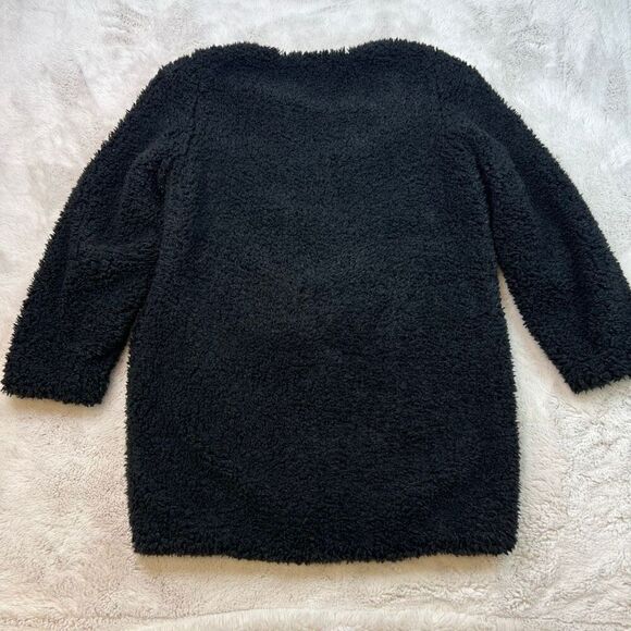 Aritzia Wilfred Black Laboratoire Fuzzy Teddy Sherpa Coat Womens Size Medium - Picture 10 of 11